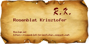 Rosenblat Krisztofer névjegykártya